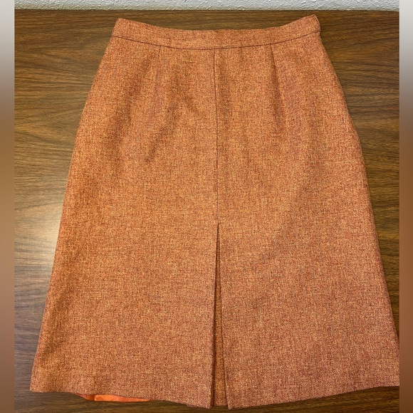 Vintage Dresses & Skirts - Vintage Giorgio Sant’ Angelo Rust Orange Wool-like Herringbone Skirt - Size 10